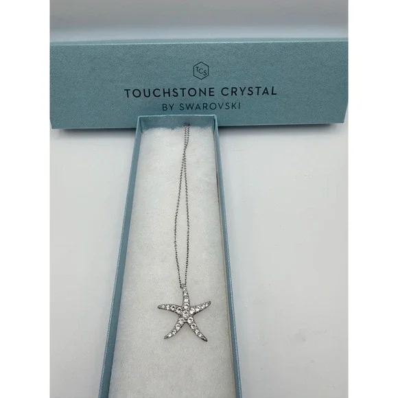 Touchstone Crystal By Swarovski Starfish Pendant Necklace Silver Tone
